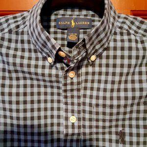 Boys Blue Plaid button down Ralph Lauren Dress Shirt